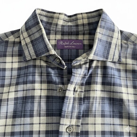 Ralph Lauren Purple Label Plaid Button-Down Shirt – Men’s Medium, Made in Italy - Picture 4 of 4